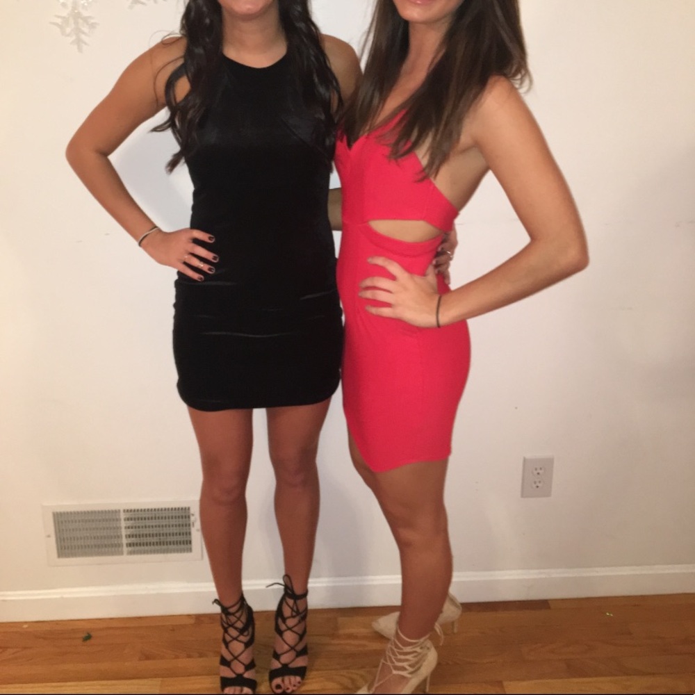 Black Velvet Mini Dress with High Neck